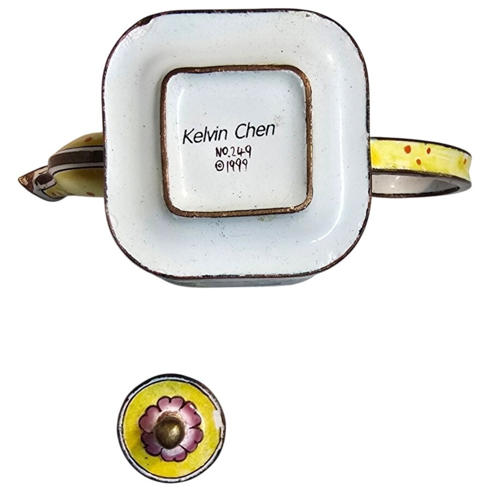 Kelvin Chen Miniature Teapot 1999 No 249 Teddy Bear Enamel Copper Hand Painted